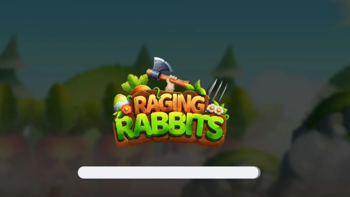 Raging Rabbits slot gameplay dengan karakter kelinci militer dan grid yang meluas