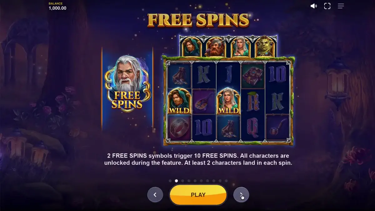 Pemandangan hutan mistis dalam slot Land of Riches