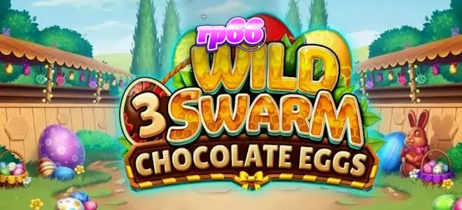 Tampilan visual slot Wild Swarm 3 Chocolate Eggs dengan elemen cokelat yang ceria